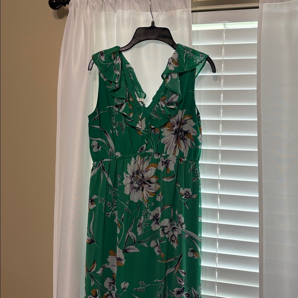 Maurices Green Floral Ruffle V-Neck Maxi Dress - Picture 6 of 6